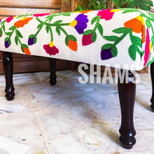 Load image into Gallery viewer, Nature-Inspired Floral Embroidery Bench
