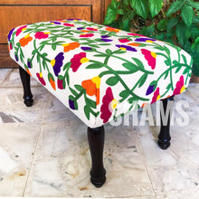 Load image into Gallery viewer, Nature-Inspired Floral Embroidery Bench
