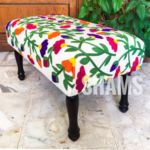 Load image into Gallery viewer, Nature-Inspired Floral Embroidery Bench