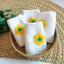 Load image into Gallery viewer, Fresh Florals: Set of White Hand Towel  Adorned with Beautiful Crochet Flowers
