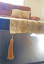 Load image into Gallery viewer, Radiant White and Gold Table Runner with 2 Cushions Set