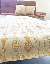 Load image into Gallery viewer, Radiant White and Gold Table Runner with 2 Cushions Set