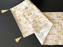 Load image into Gallery viewer, Radiant White and Gold Table Runner with 2 Cushions Set