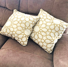 Load image into Gallery viewer, Radiant White and Gold Table Runner with 2 Cushions Set