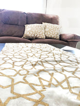 Load image into Gallery viewer, Radiant White and Gold Table Runner with 2 Cushions Set