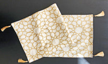 Load image into Gallery viewer, Radiant White and Gold Table Runner with 2 Cushions Set