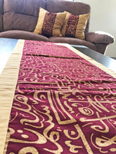 Load image into Gallery viewer, Gold and Red Table Runner with 2 Cushions Set
