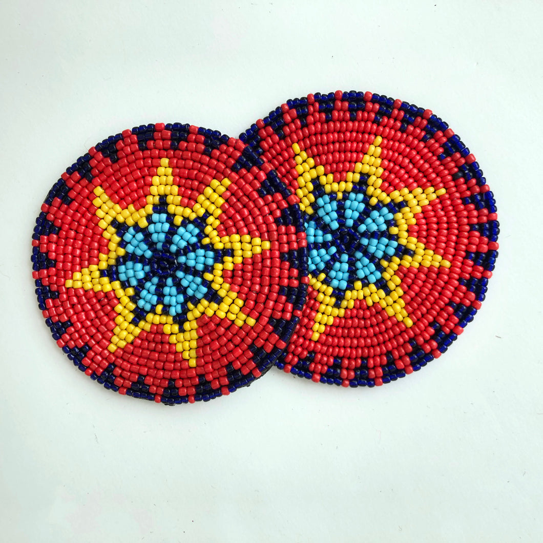 Colorful Handmade Beaded Coasters (Set of 2)