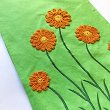 Load image into Gallery viewer, Lime Green Crochet Table Runner with Tassels