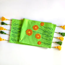 Load image into Gallery viewer, Lime Green Crochet Table Runner with Tassels
