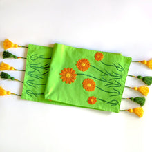 Load image into Gallery viewer, Lime Green Crochet Table Runner with Tassels