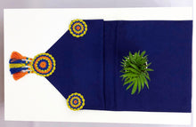 Load image into Gallery viewer, Crochet Circle Dark Blue Table Runner with Colorful Tassels
