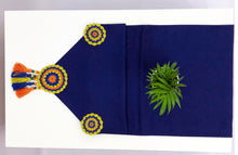 Load image into Gallery viewer, Crochet Circle Dark Blue Table Runner with Colorful Tassels