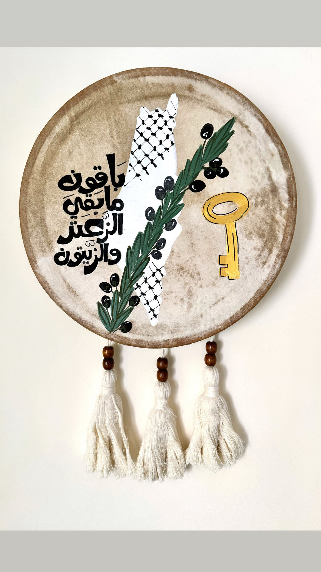 Handmade palestine Round Leather Tambourine Wall Decoration