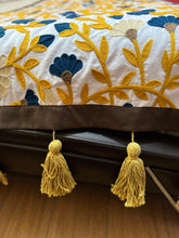 Load image into Gallery viewer, Floral Bed Runner and Pillow Cover Set with Removable Pompom Tassels.
