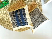 Load image into Gallery viewer, Elegant Contrast: Dark navy blue and Beige Islamic Pattern Table Runner
