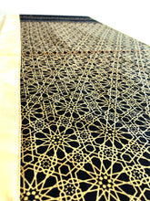 Load image into Gallery viewer, Elegant Contrast: Dark navy blue and Beige Islamic Pattern Table Runner
