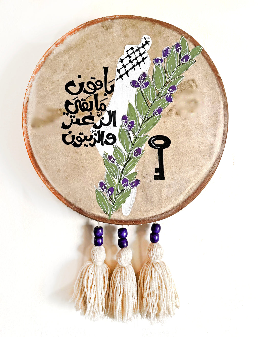 Handmade palestine Round Leather Tambourine Wall Decoration