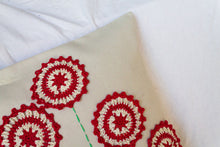 Load image into Gallery viewer, Red Flower Crochet Cushion
