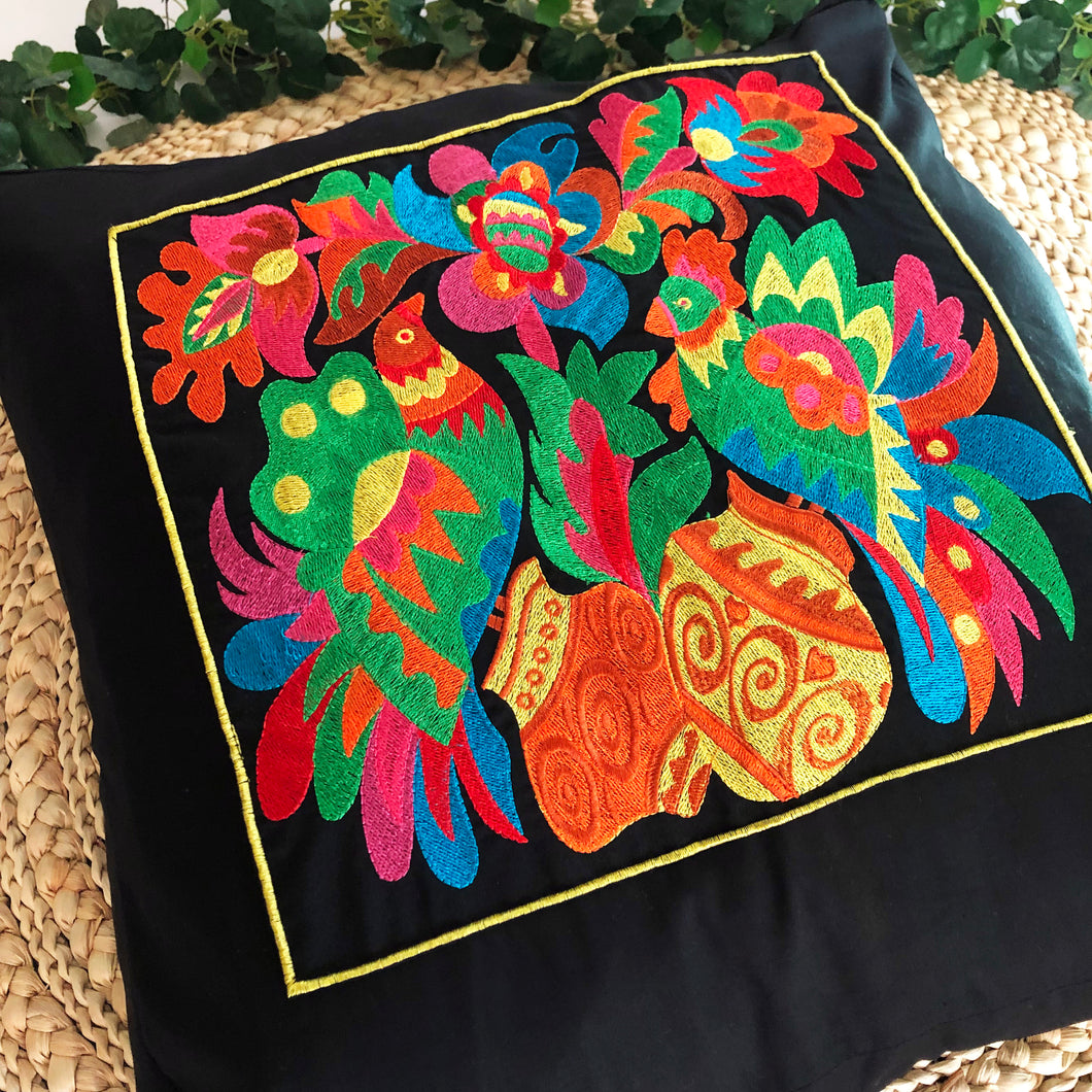 Exotic Embroidered Cushion with Tassels