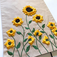 Load image into Gallery viewer, Crochet Sunflower Beige Table Runner with Tassels
